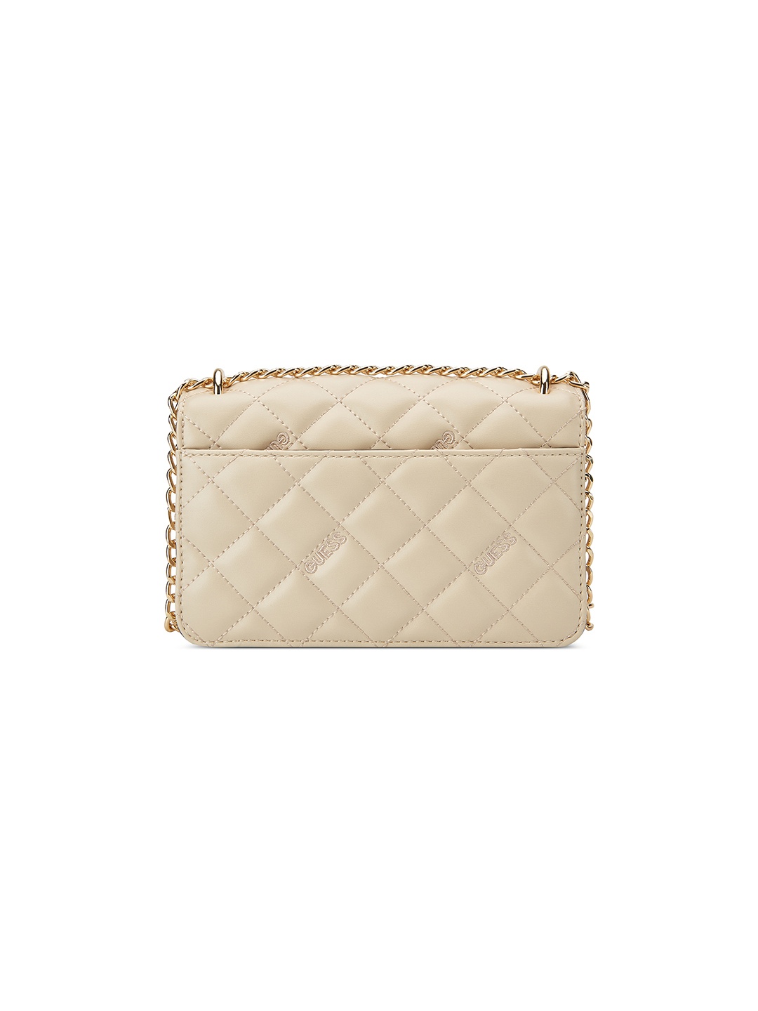 

GUESS Textured PU Shoulder Bag with Quilted, Beige
