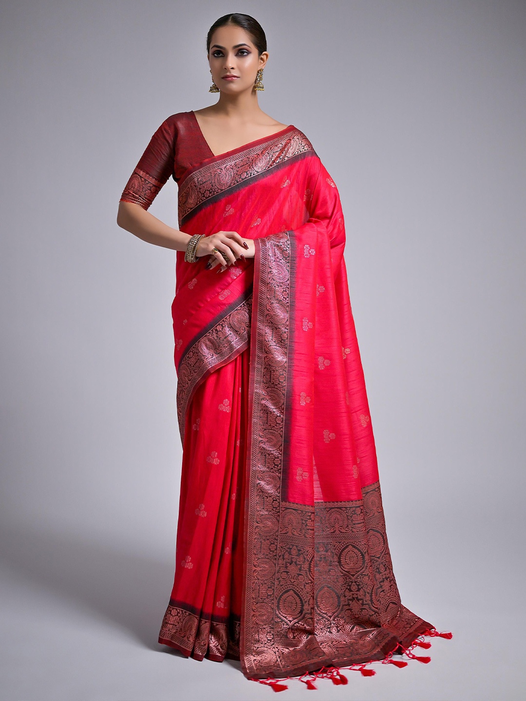 

Kandora Woven Design Zari Pure Silk Banarasi Saree, Pink