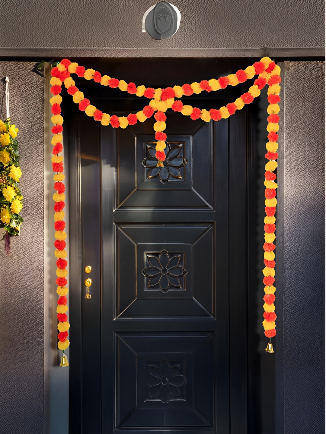 

Ekhasa Red & Yellow Artificial Marigold Flower Toran Festive Decor