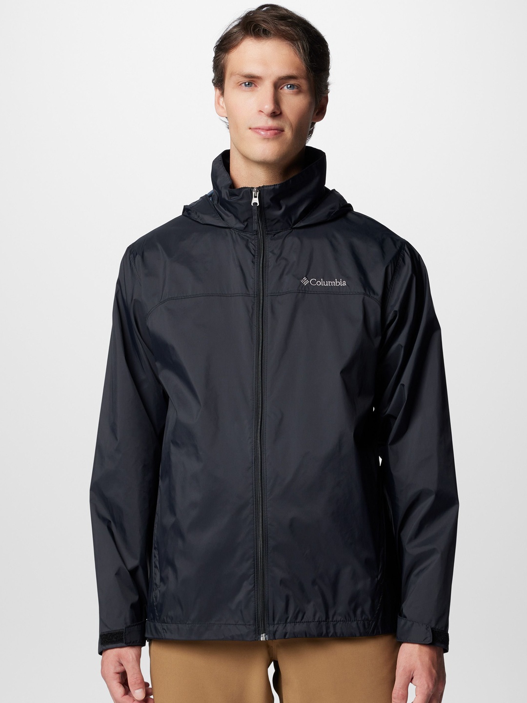 

Columbia Waterproof Zipper Rain Jacket, Black