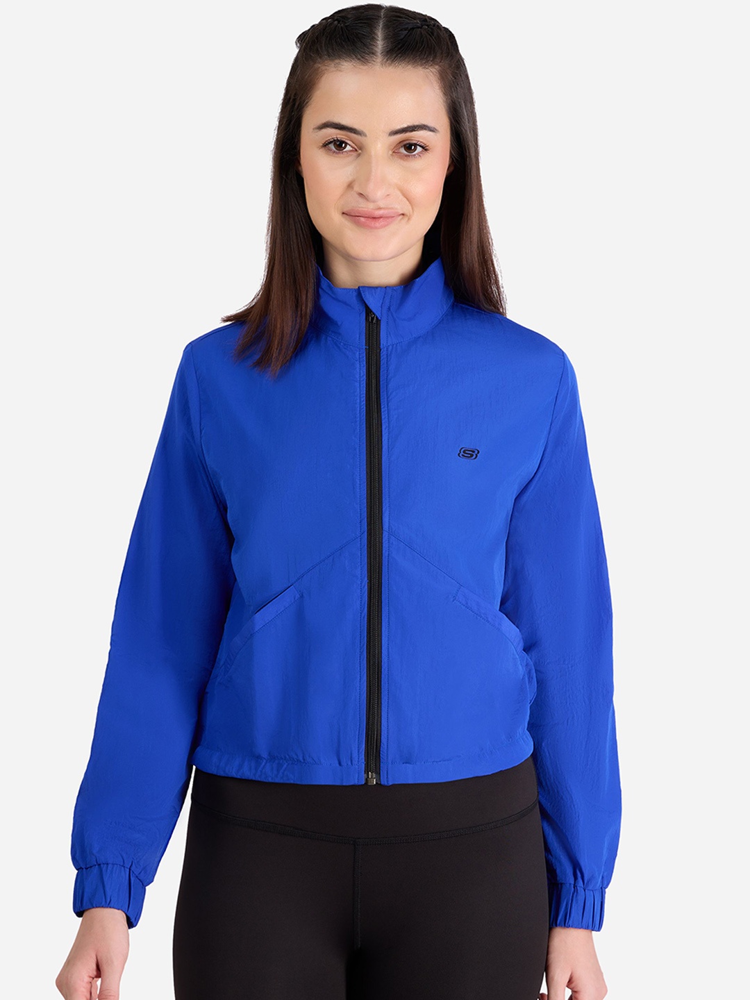 

Skechers Women Mock Collar Bomber, Blue