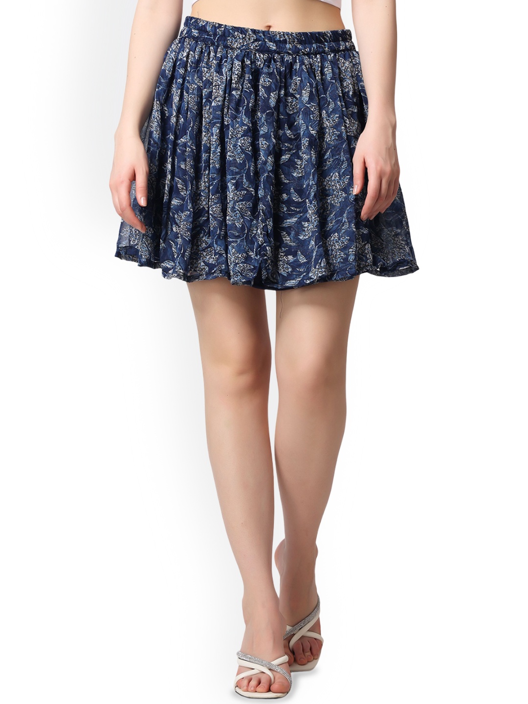 

SCORPIUS Women Printed Above Knee Length Flared Skirt, Navy blue