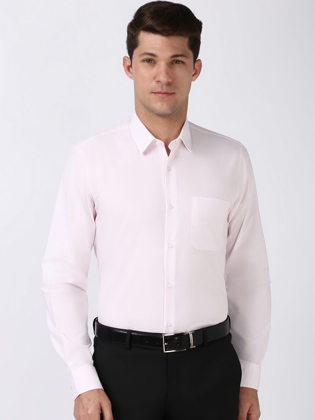 

Peter England Men Spread Collar Solid Cotton Slim Fit Formal Shirt, Pink