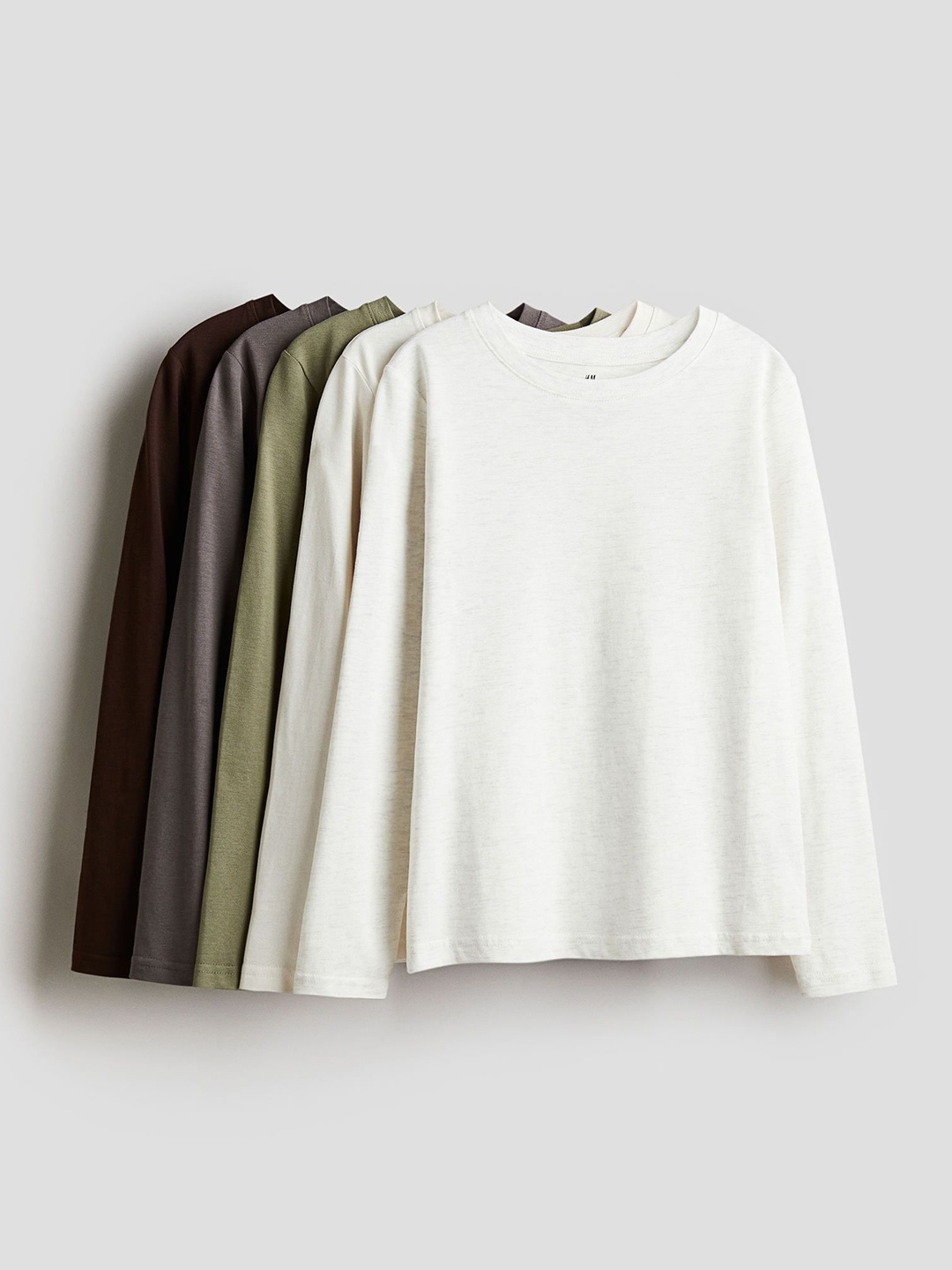 

H&M Boys Pack Of 5 Long Sleeves T-Shits, Green