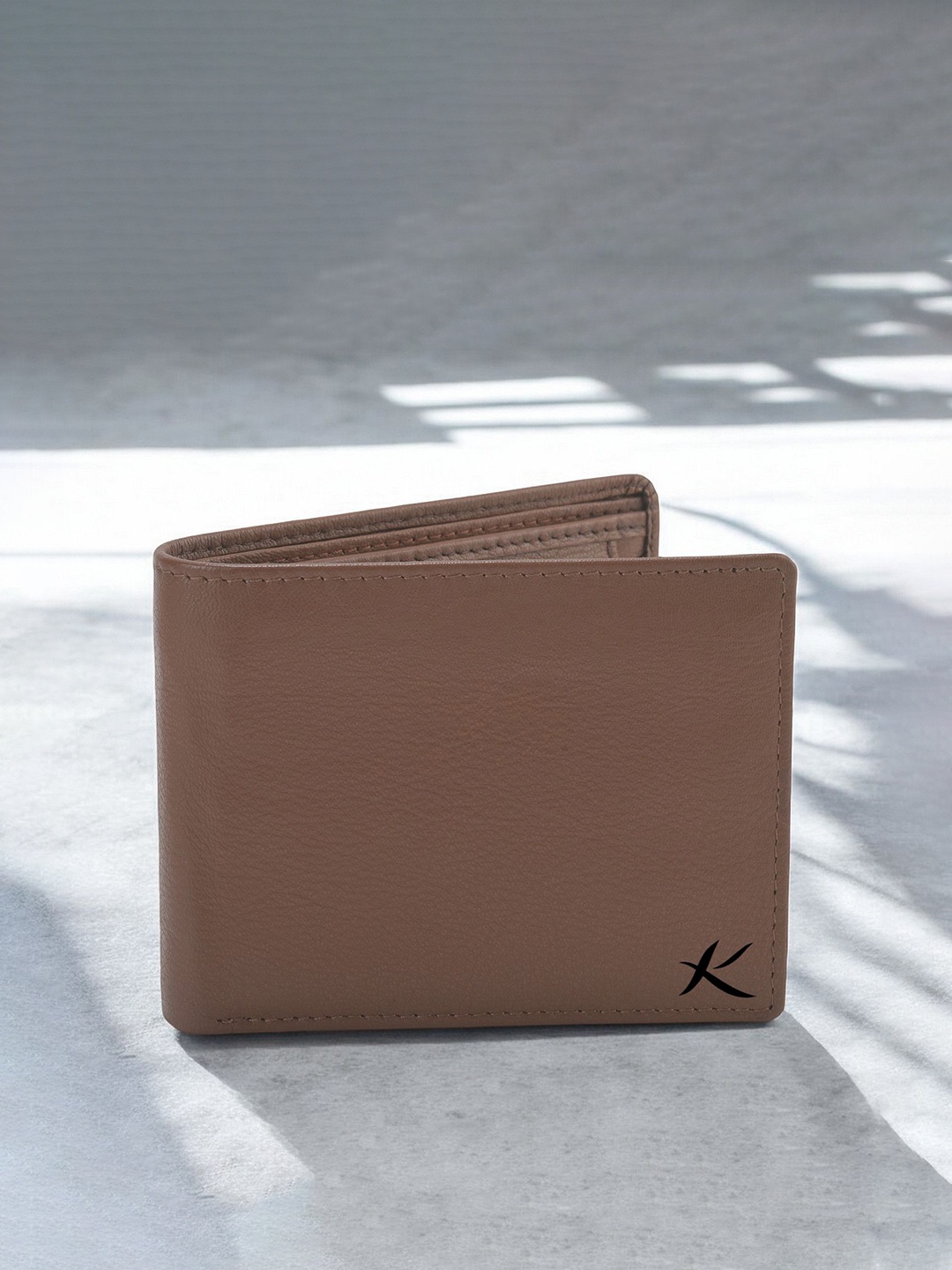 

Kastner Men Textured Cut Work Leather Two Fold Wallet, Tan