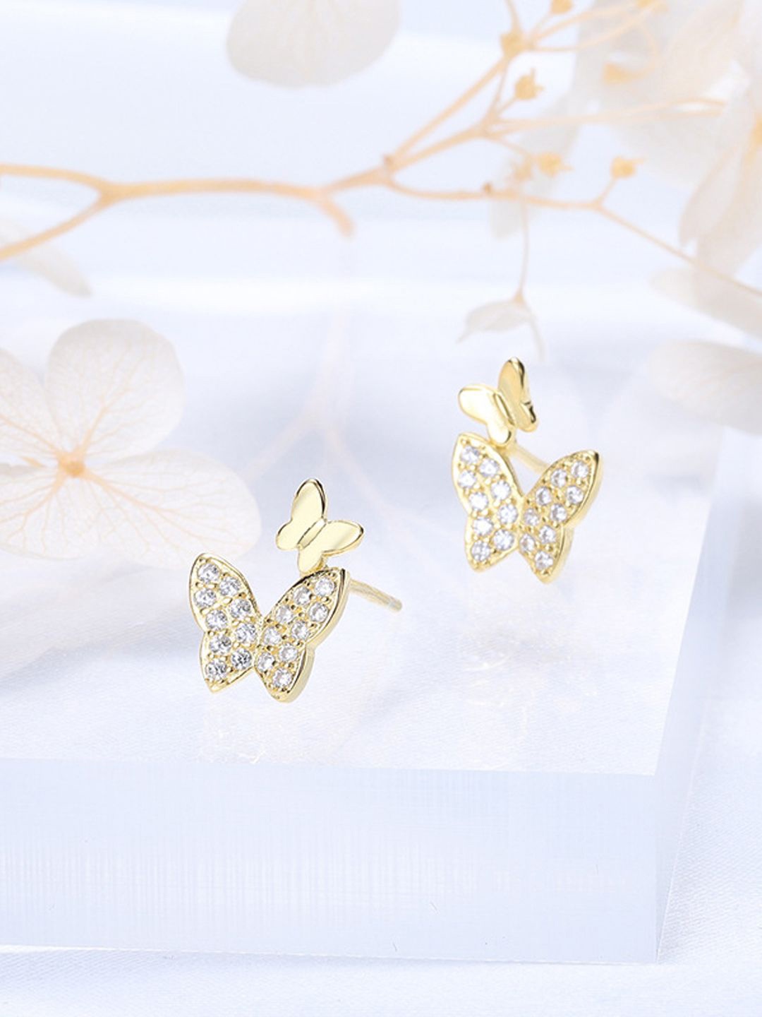 

KRENOZ Gold-Plated Butterfly Shaped Studs