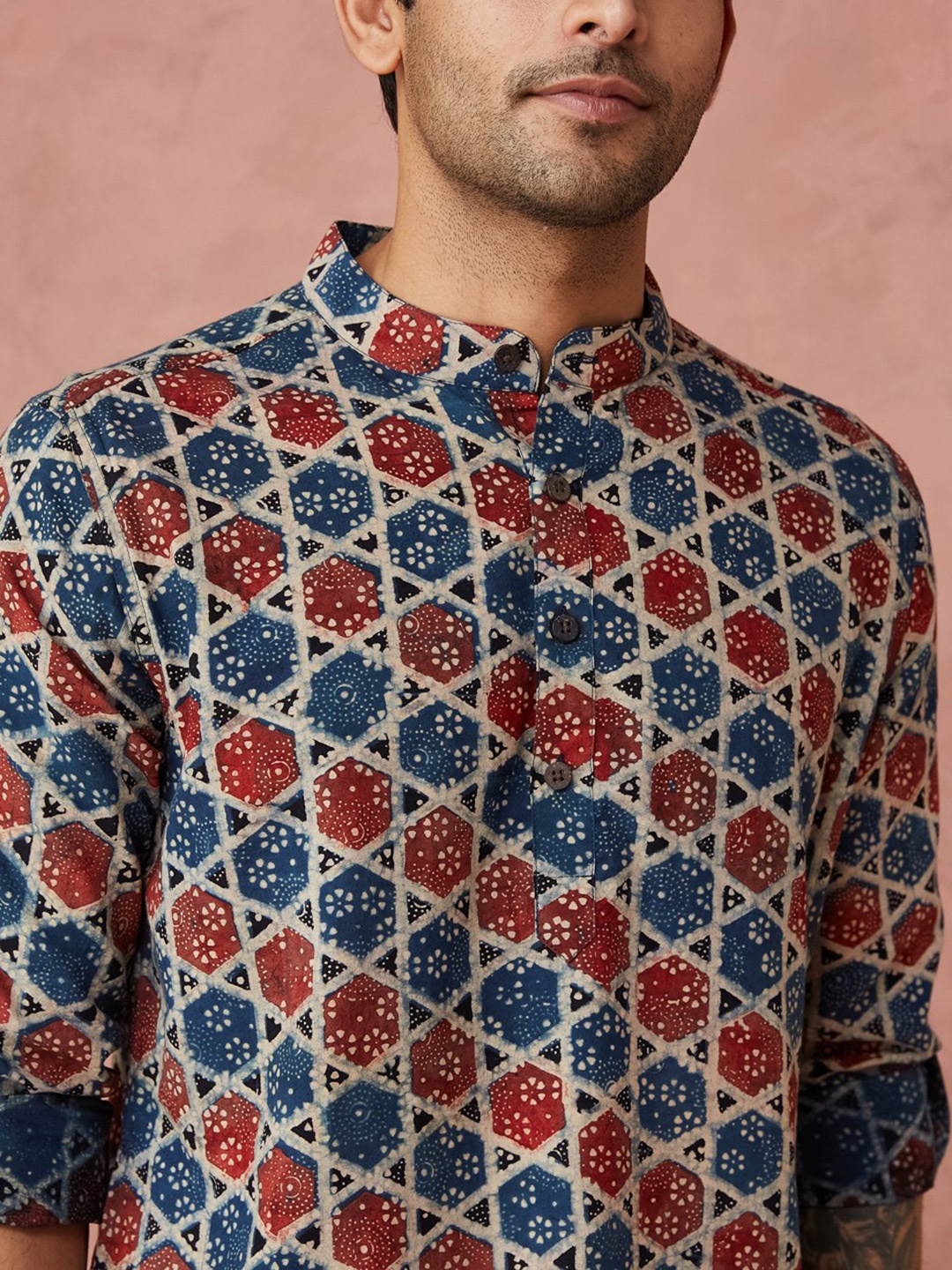 

Fabindia Men Printed Kurta, Beige