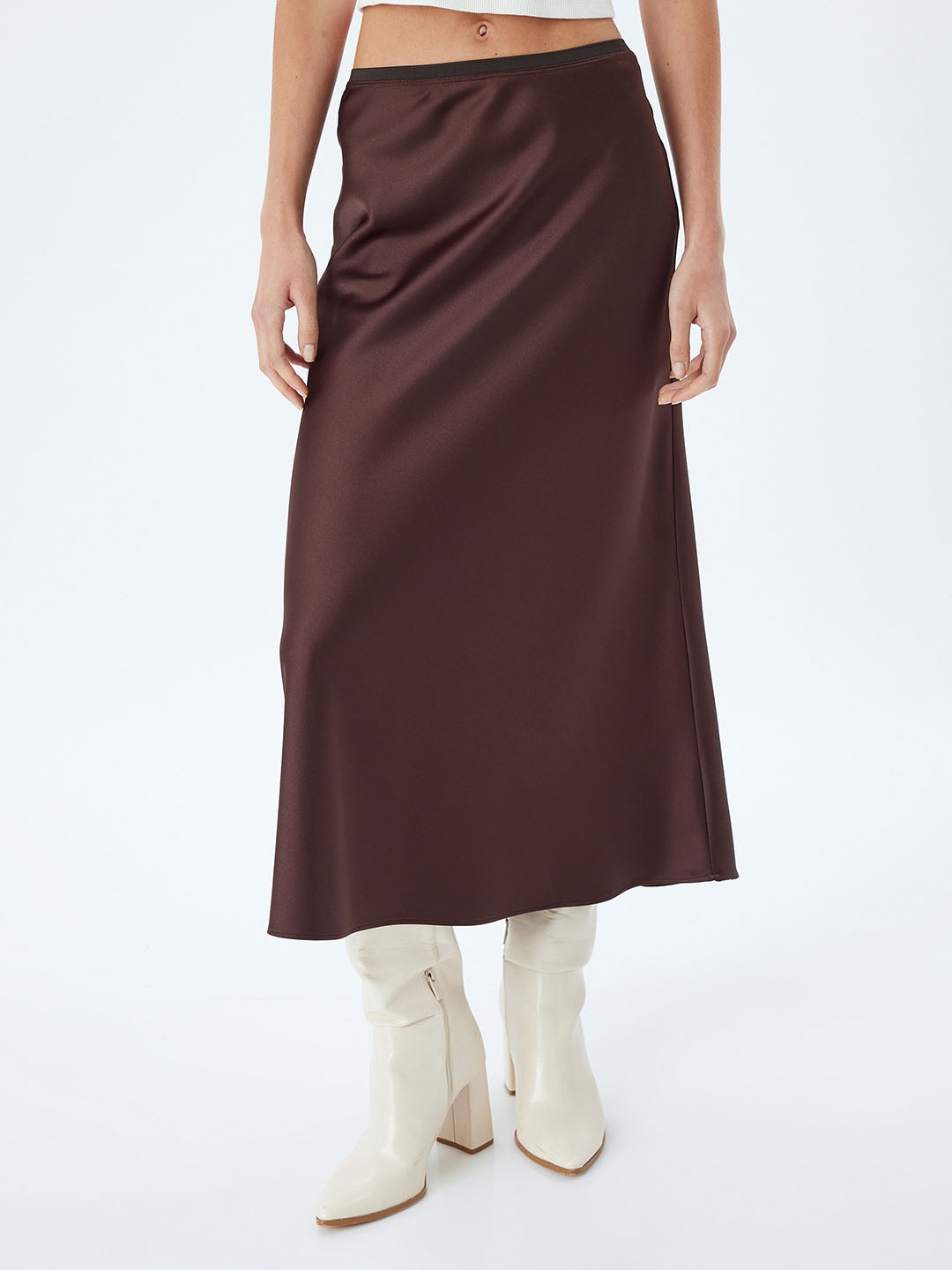 

Koton Women Solid A-line Midi Skirt, Maroon