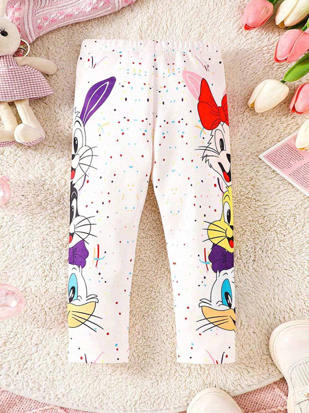 

INCLUD Infant Girls Printed Mid-Rise Track Pants, White