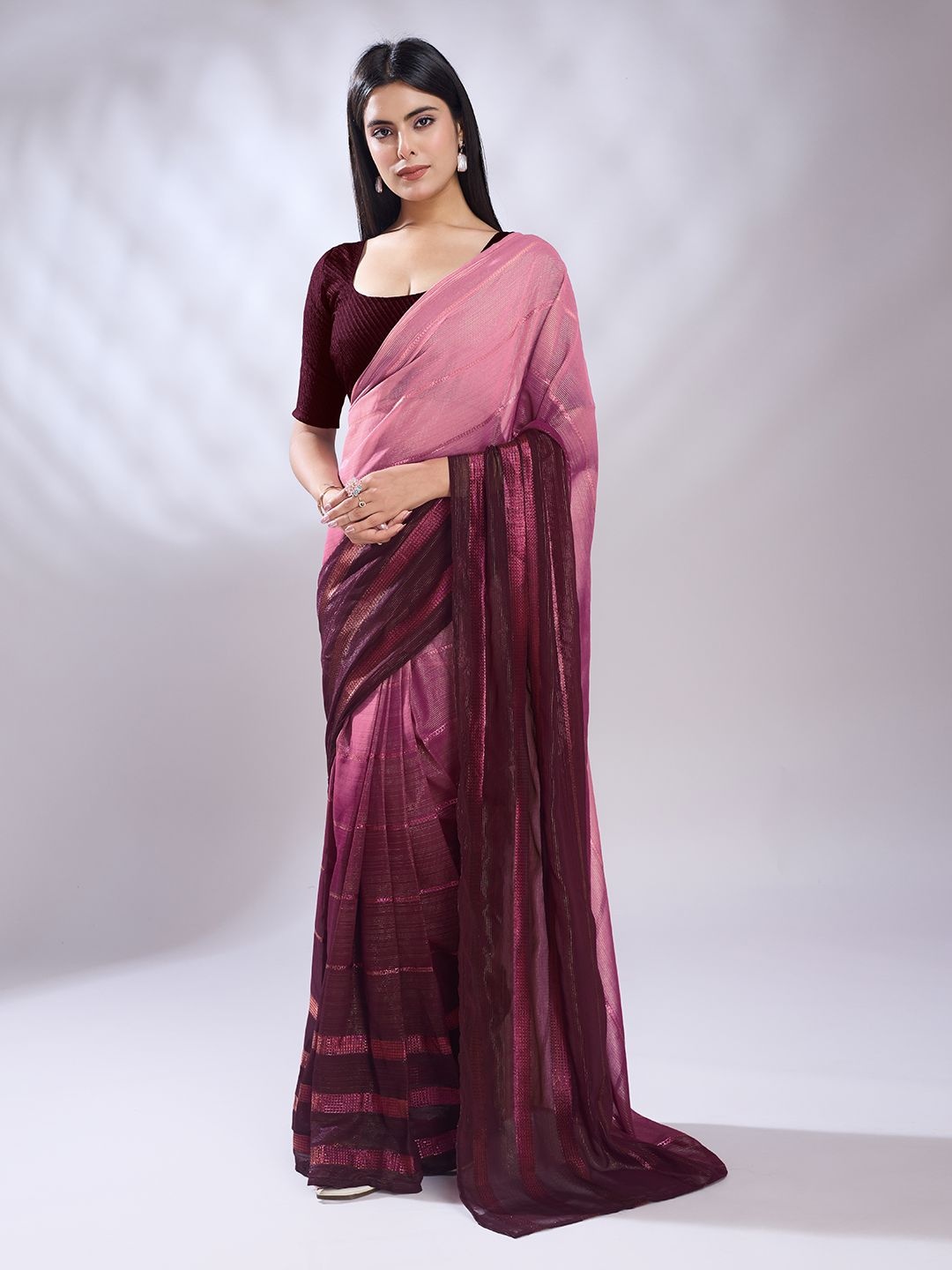 

Rekha Maniyar Woven Design Ready to Wear Saree, Pink