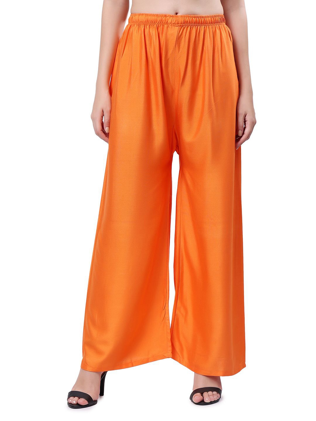 

Keviv Women Solid Knitted Palazzos, Orange