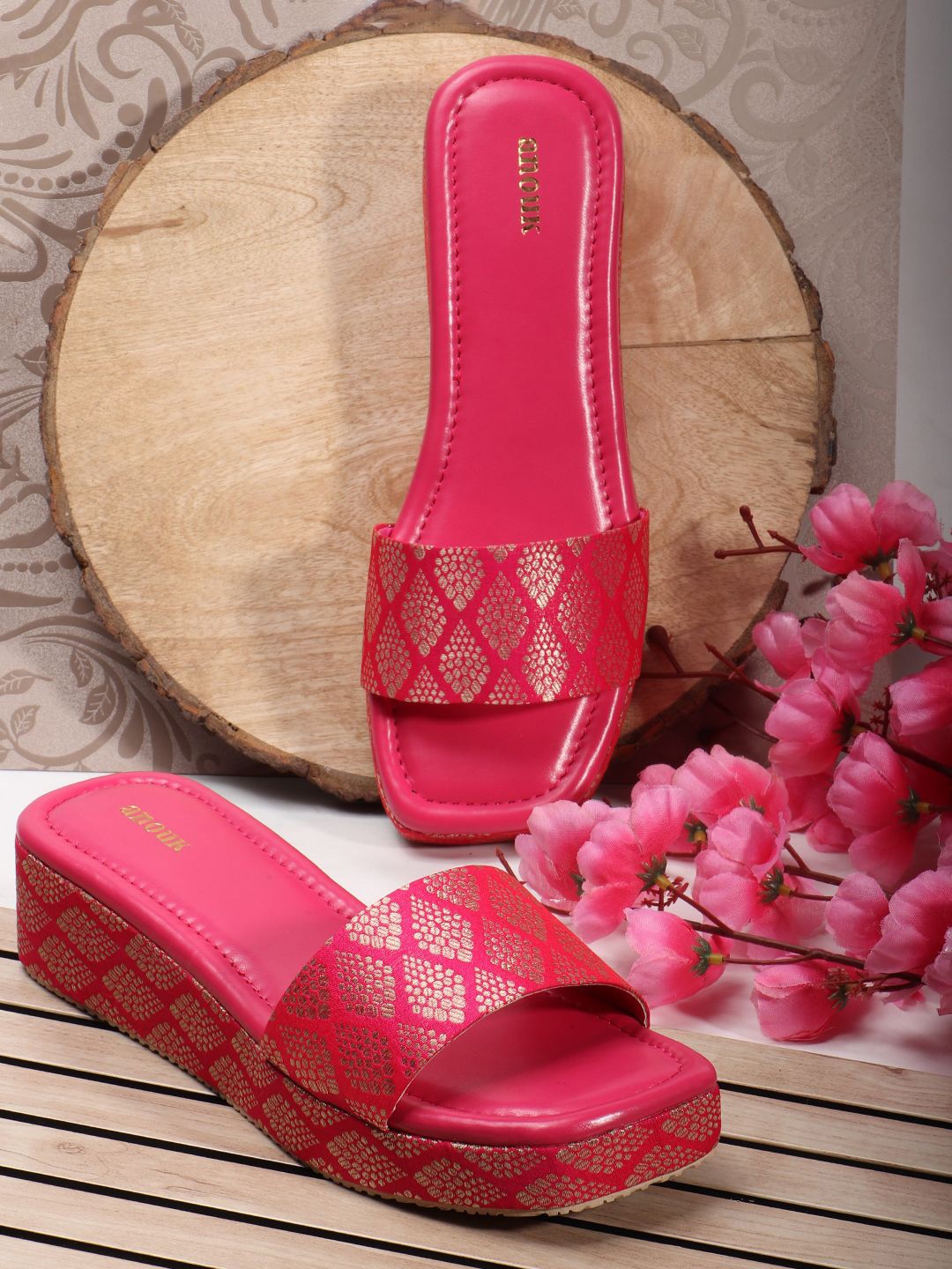 

Anouk Printed Platform Heel Sandals, Fuchsia