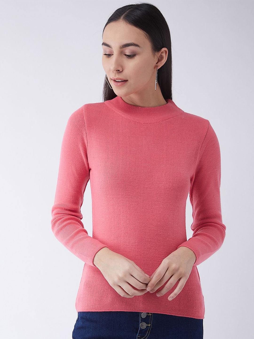 

RVK Women Round Neck Pullover, Rose