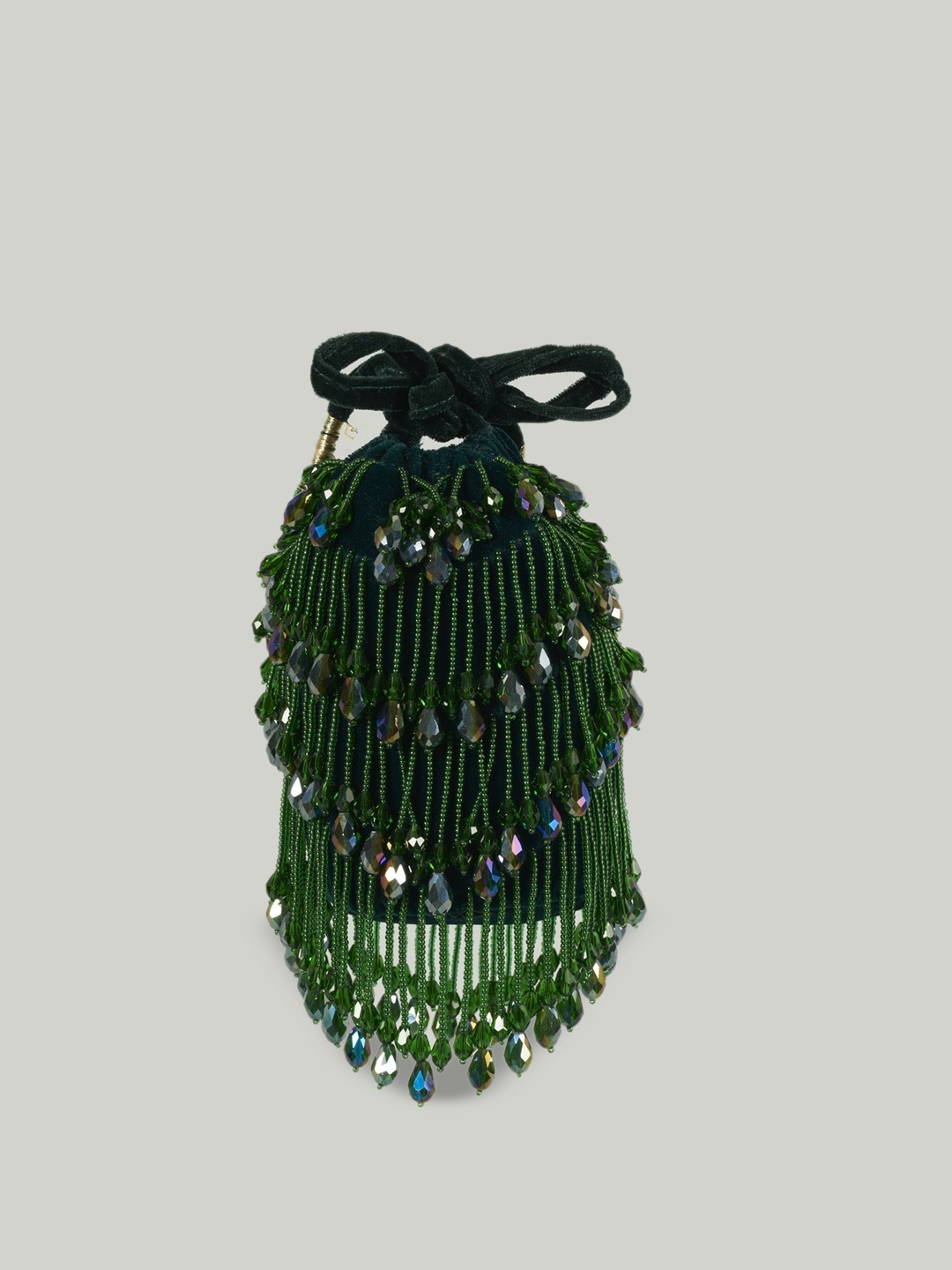 

Aloha by PS Embellished Bucket Sling Bag with Fringed, Green