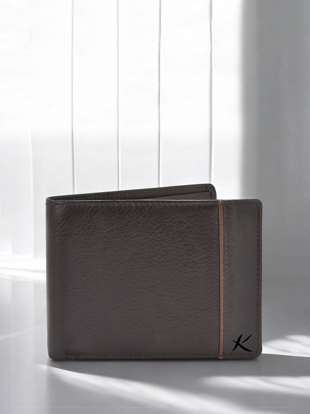 

Kastner Men Textured Cut Work Leather Two Fold Wallet, Brown
