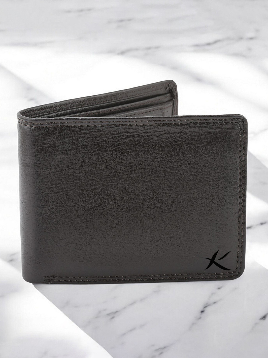 

Kastner Men Textured Cut Work Leather Two Fold Wallet, Brown