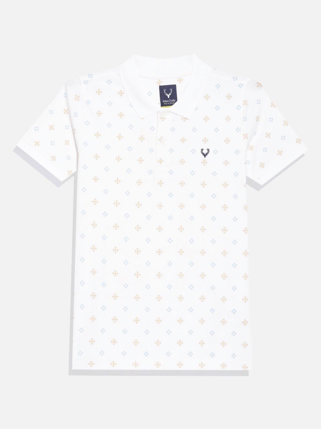 

Allen Solly Junior Boys Micro Ditsy Printed Polo Collar Cotton T-shirt, White