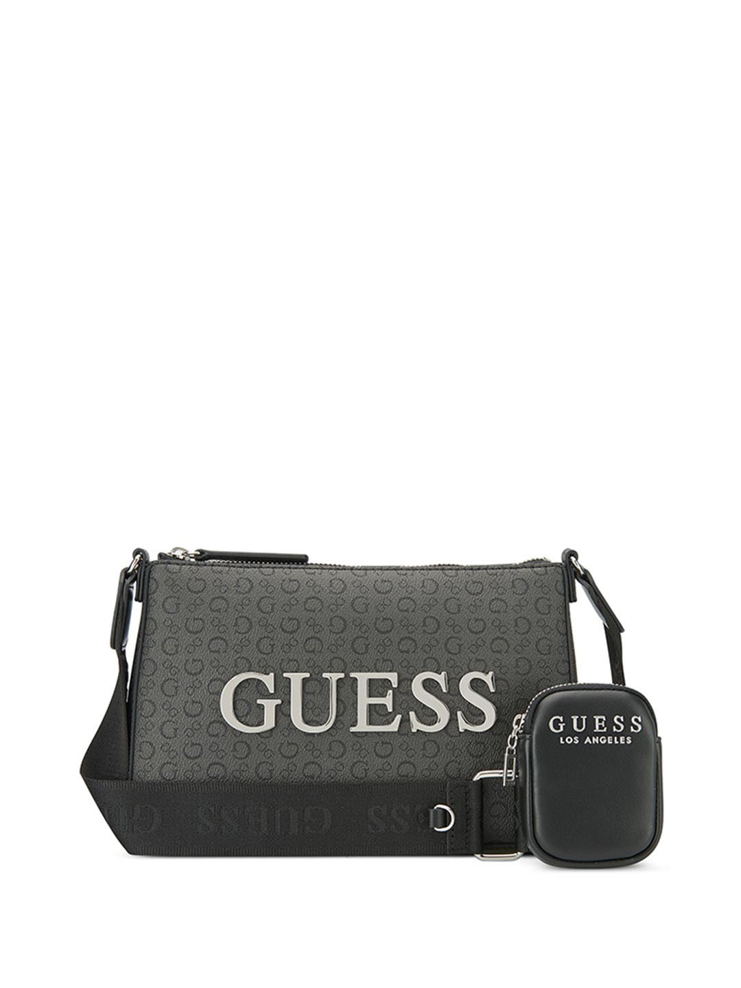 

GUESS Women Brand Logo Printed Crossbody Sling Bag With Pouch, Grey
