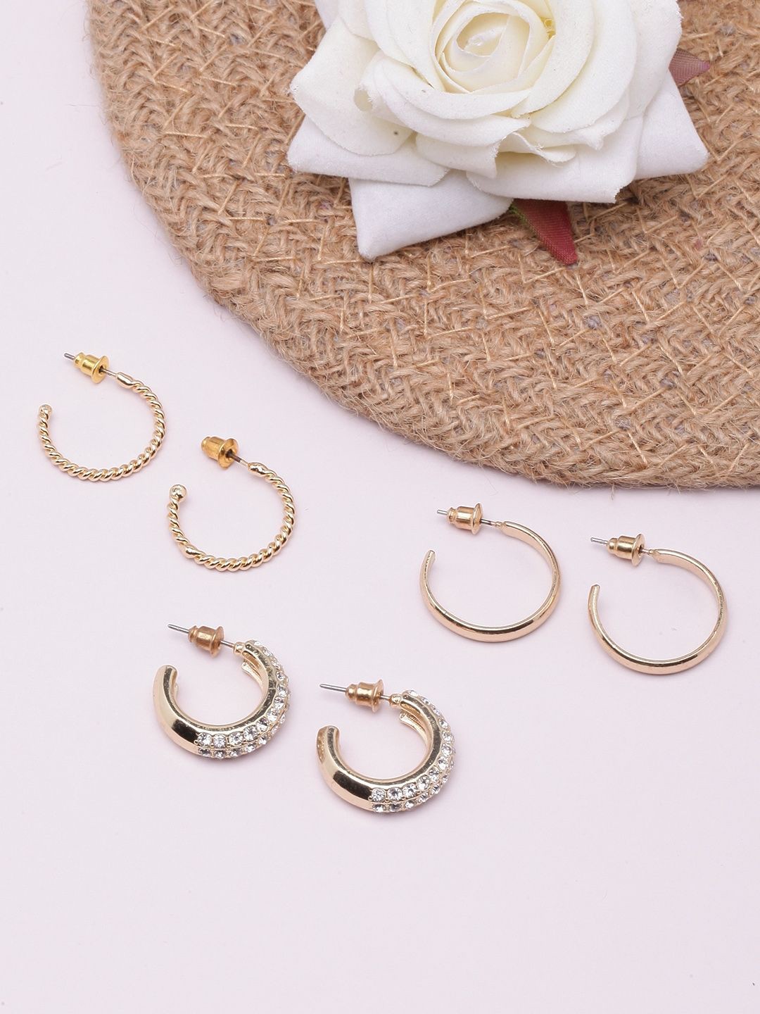 

KPOP Contemporary Half Hoop Earrings, Gold