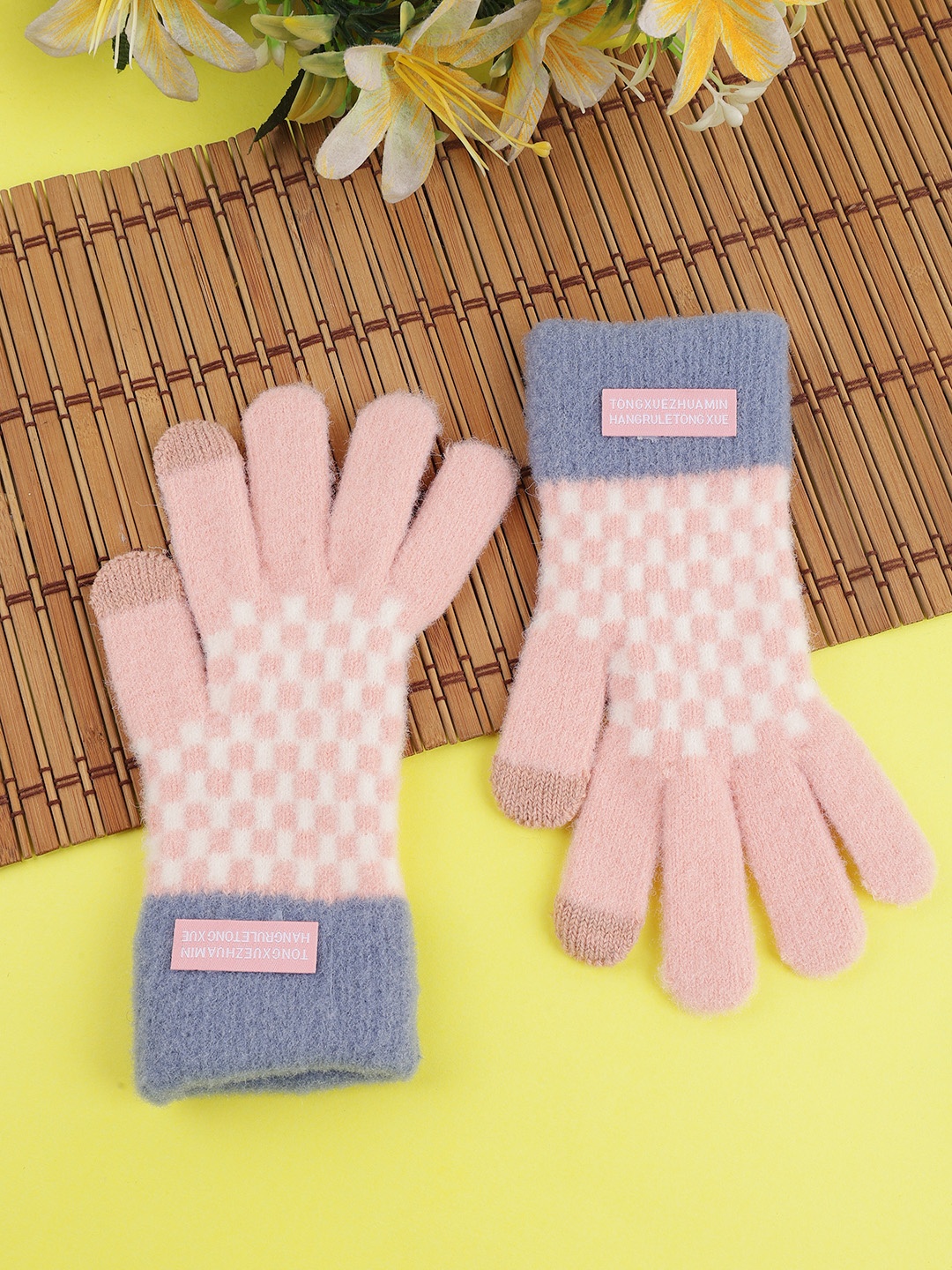

ELLIS Unisex Patterned Acrylic Touchscreen Gloves, Blue