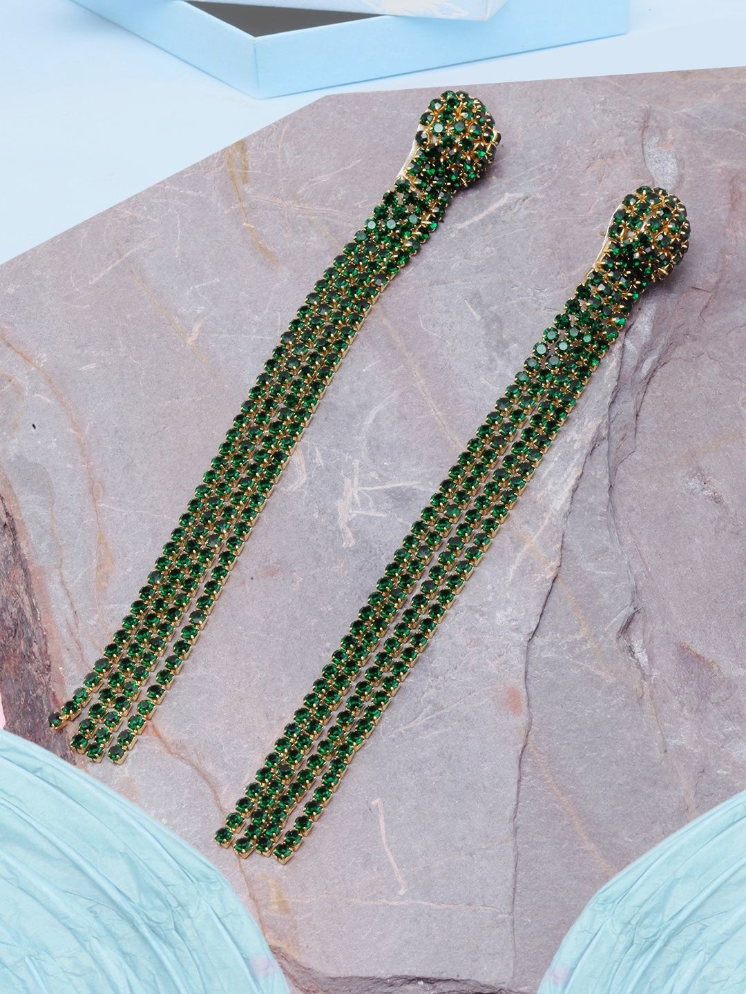 

KPOP Gold Plated Rhinestone Contemporary Drop Earrings