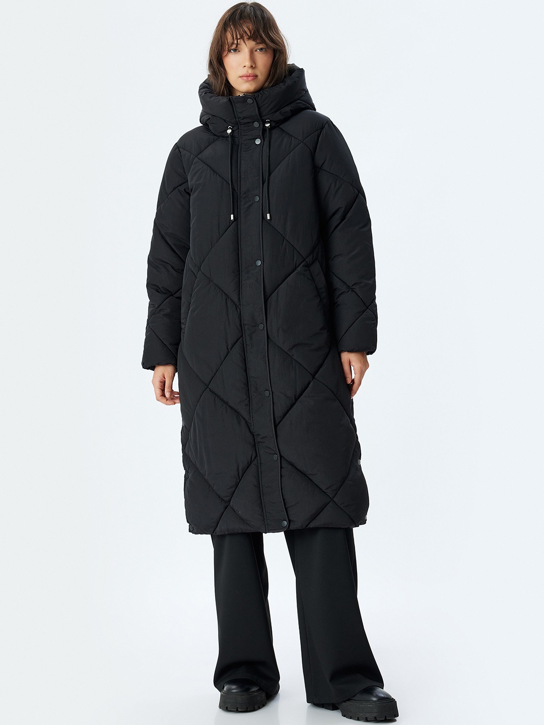 

Koton Women Hooded Quilted Jacket, Black