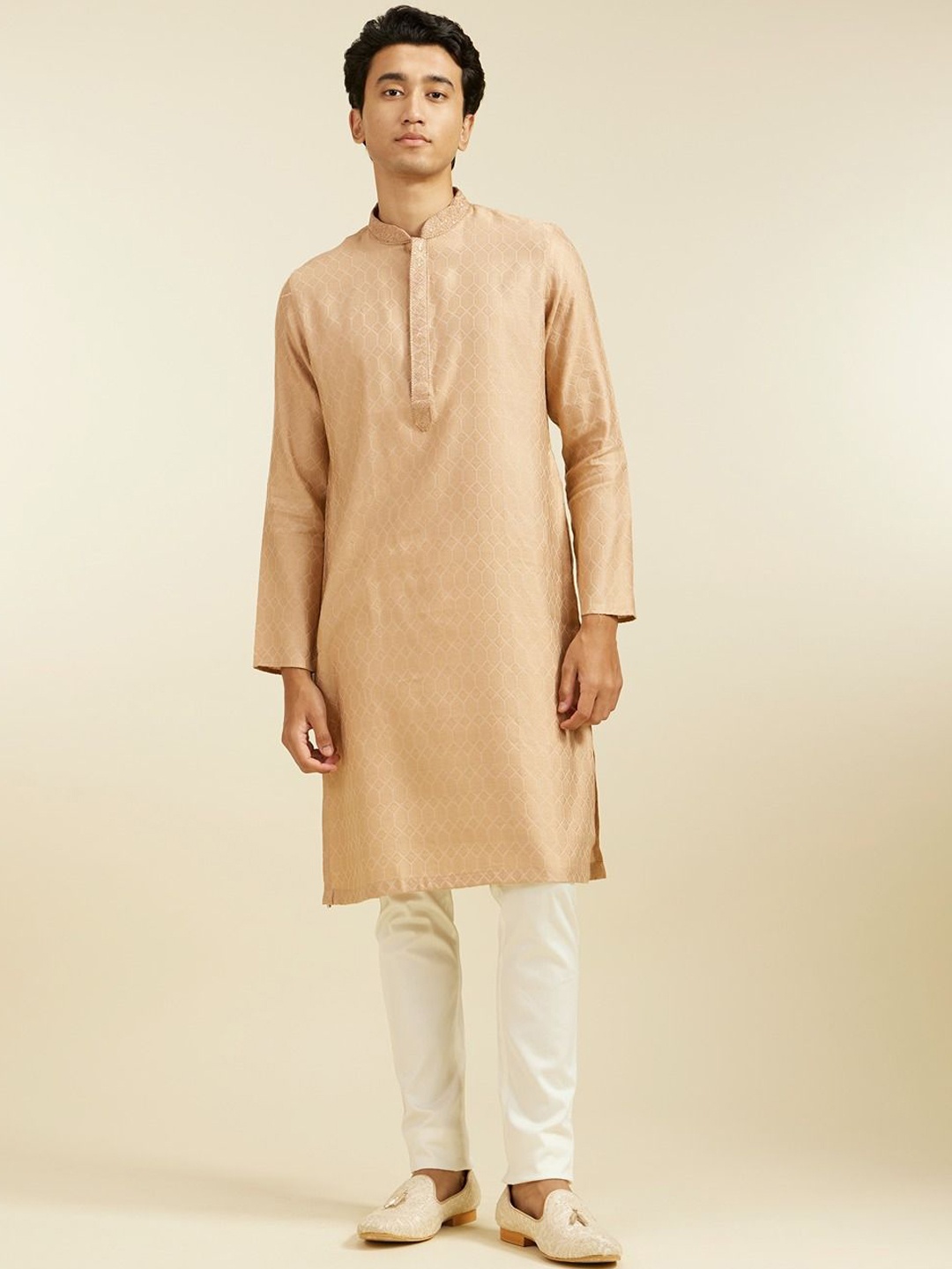

Diwas by Manyavar Ethnic Motifs Woven Design Straight Kurta, Brown