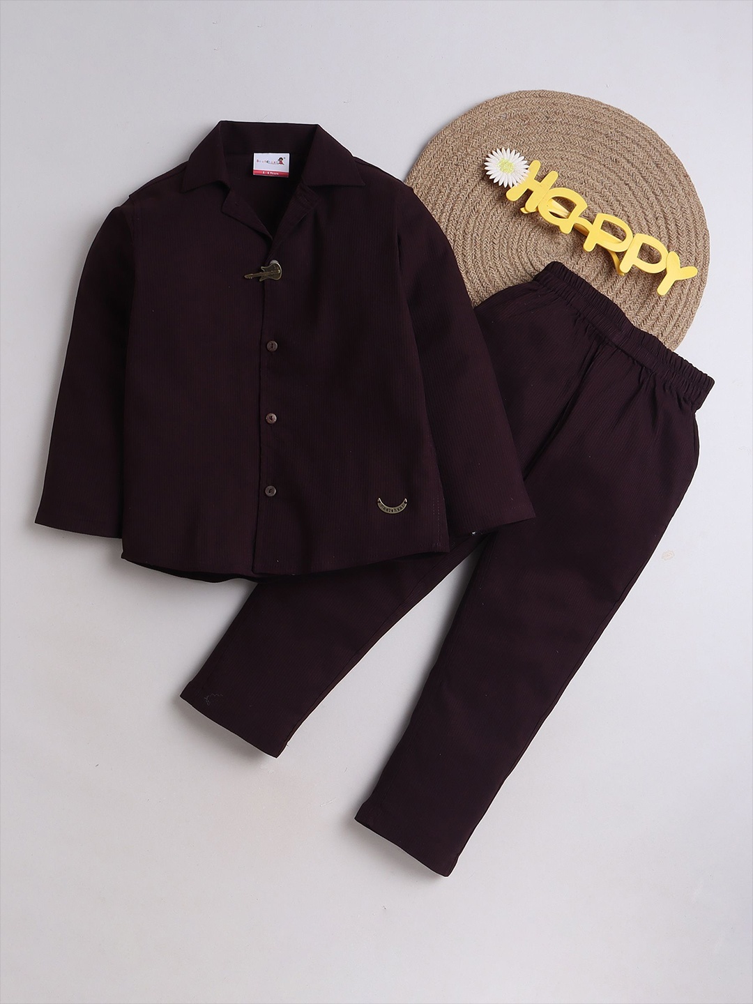 

BAATCHEET Boys Shirt with Trousers, Maroon