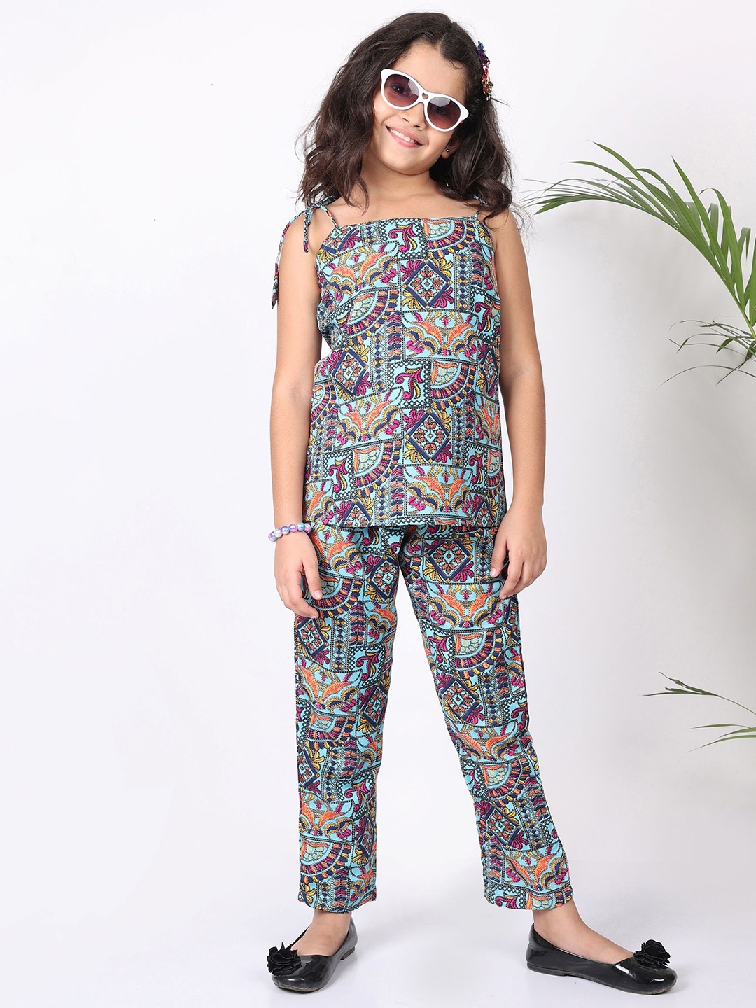 

SILK SPARROW Girls Top with Palazzos, Blue