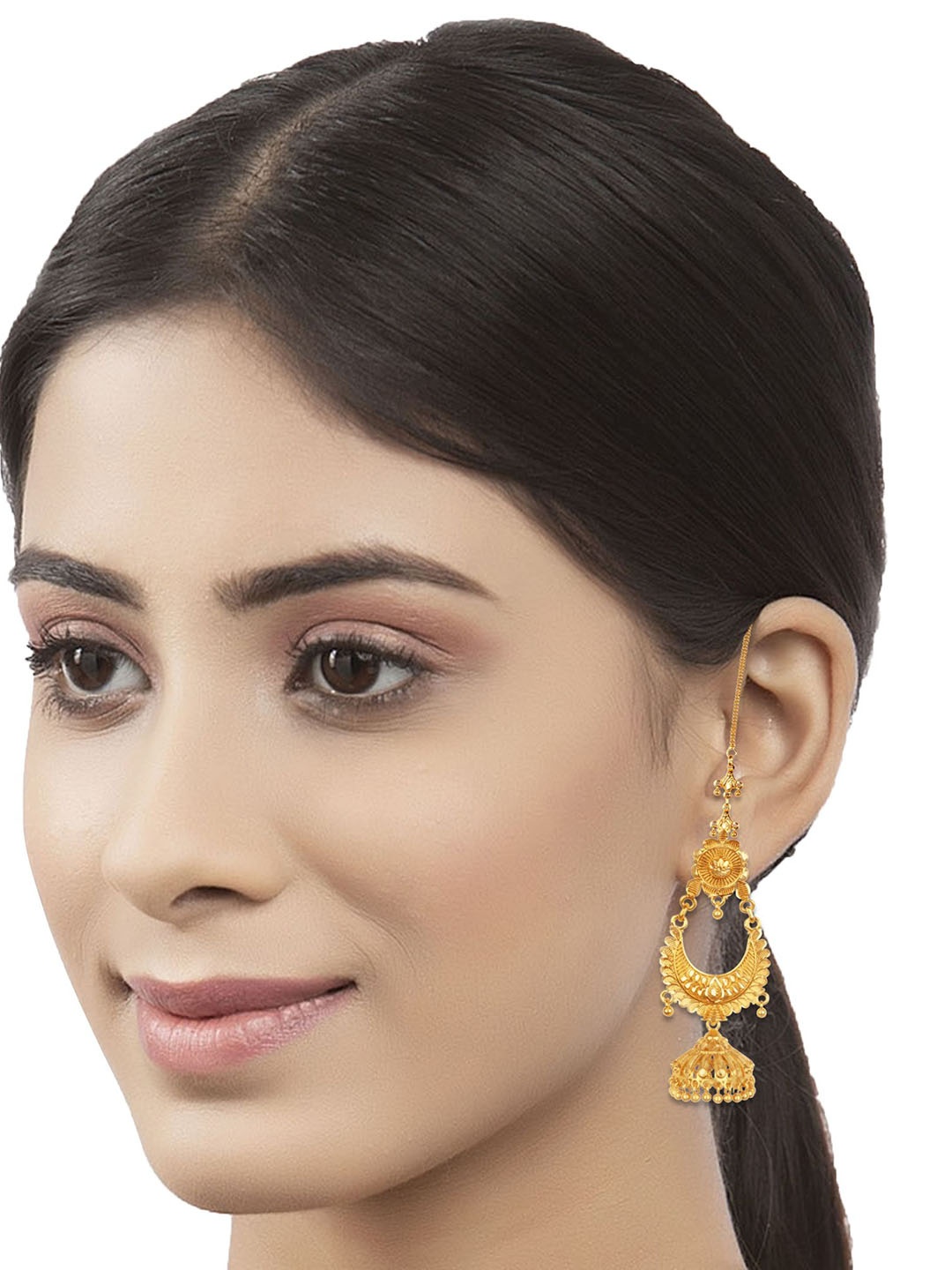 

Heer Collection Gold Plated Contemporary Temple Jhumkas