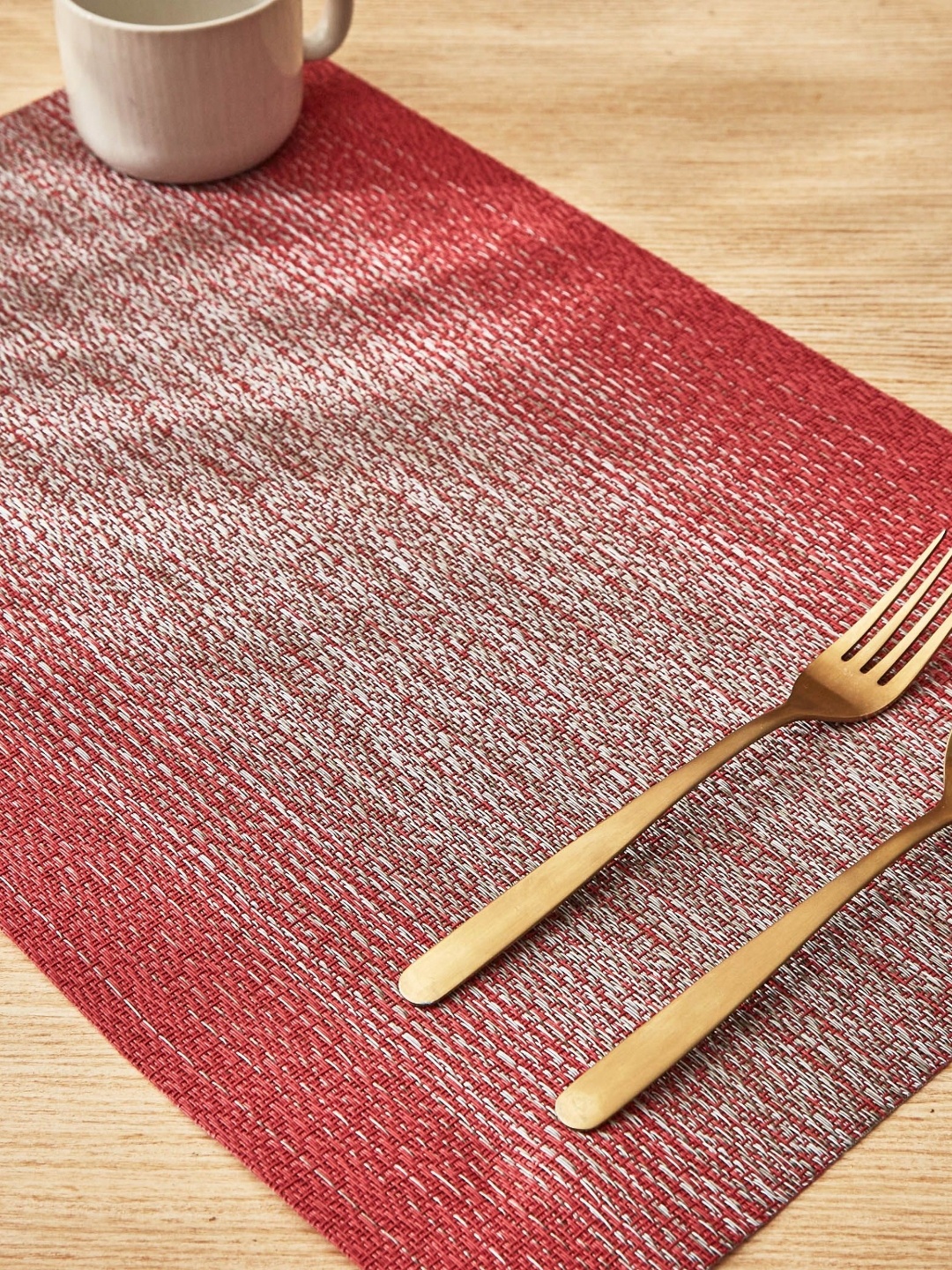 

Home Centre Eden 6-Pcs Red & Grey-Melange Textured Rectangular Table Placemats
