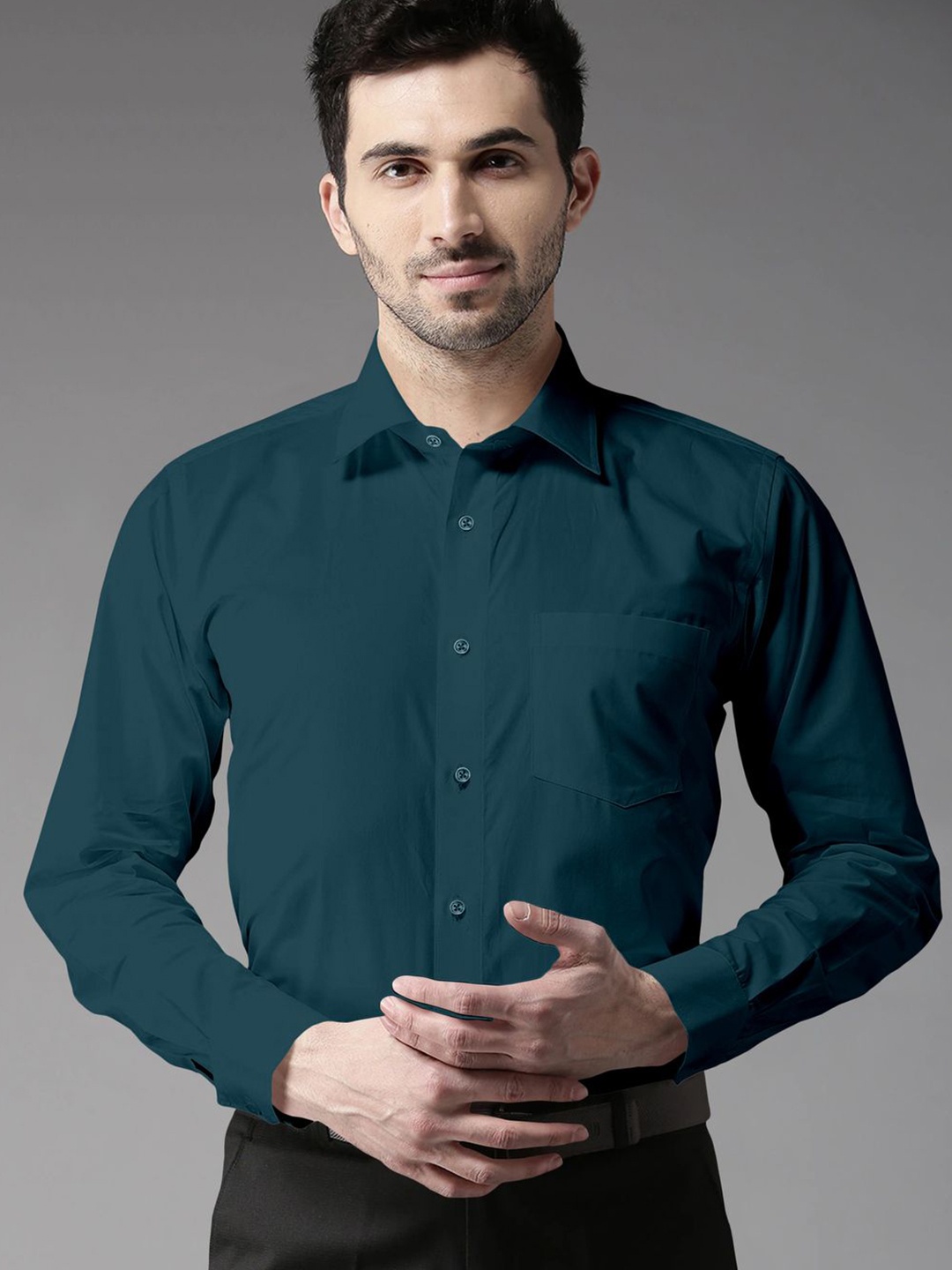 

STUDIO NEXX Men Solid Standard Slim Fit Formal Shirt, Green