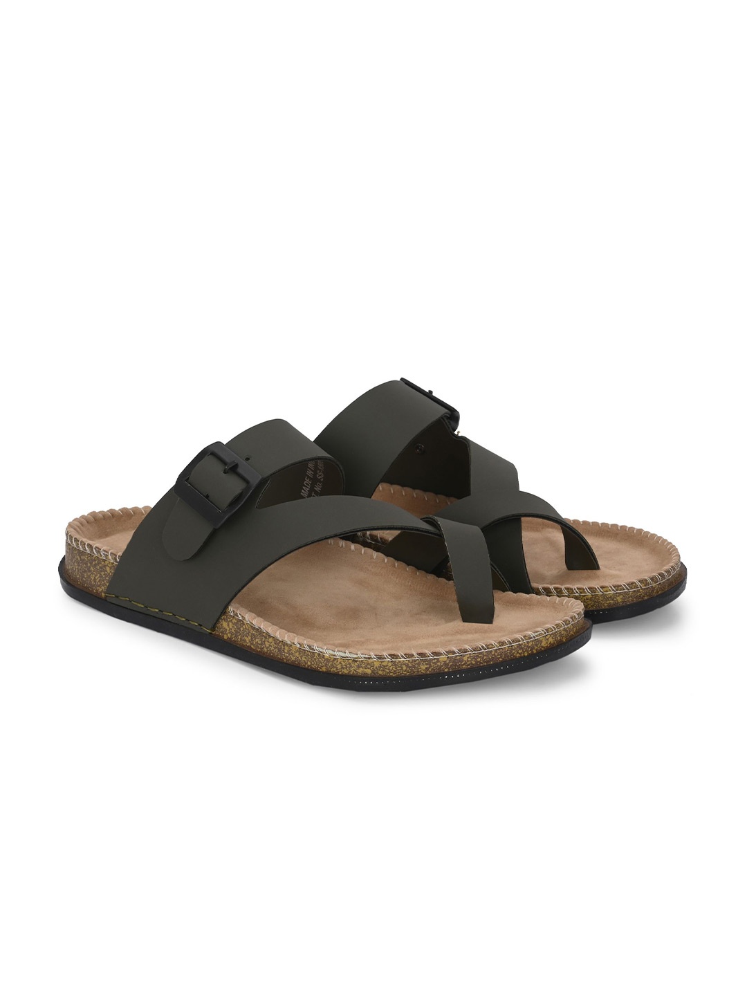 

Azzaro Black Men One Toe Comfort Slip-On Sandal, Olive