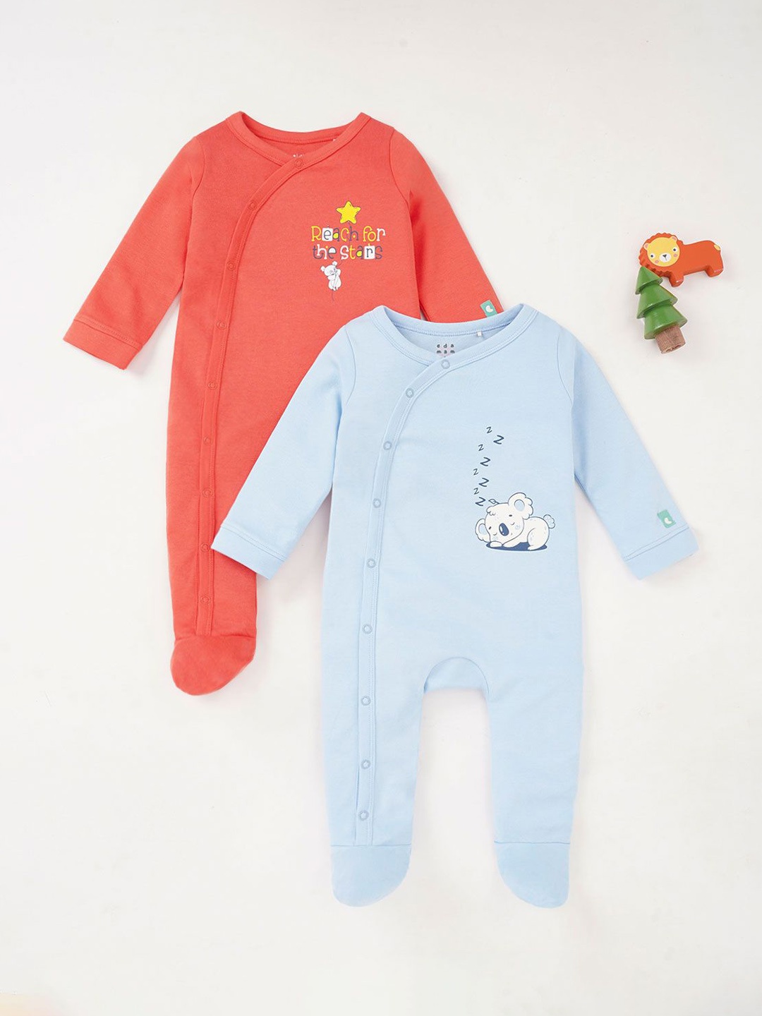 

Ed-a-Mamma Baby Boys Pack of 2 Printed Sleepsuit, Blue