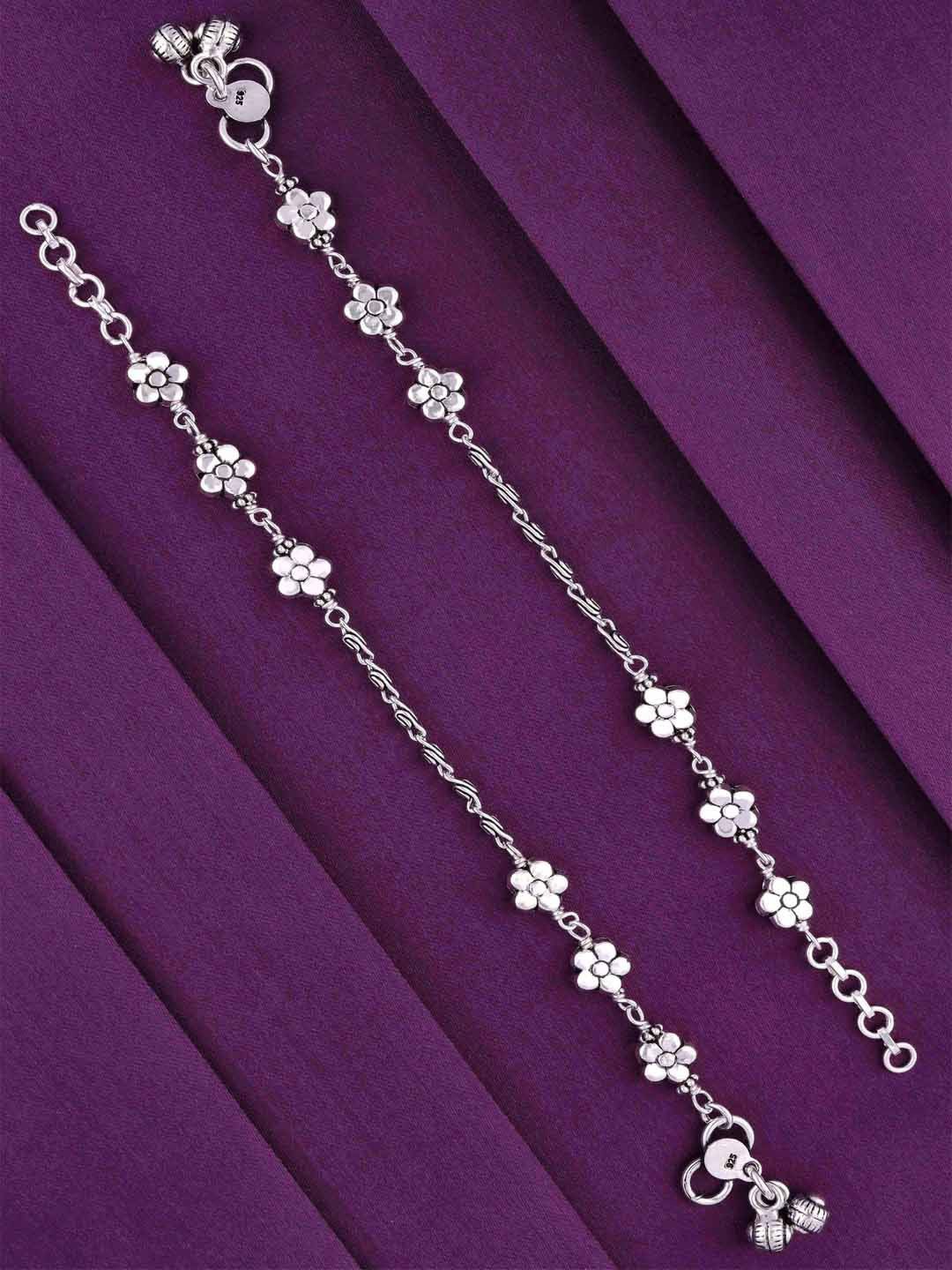 

KAI JEWEL Girls 925 Sterling Silver Rhodium-Plated Anklets