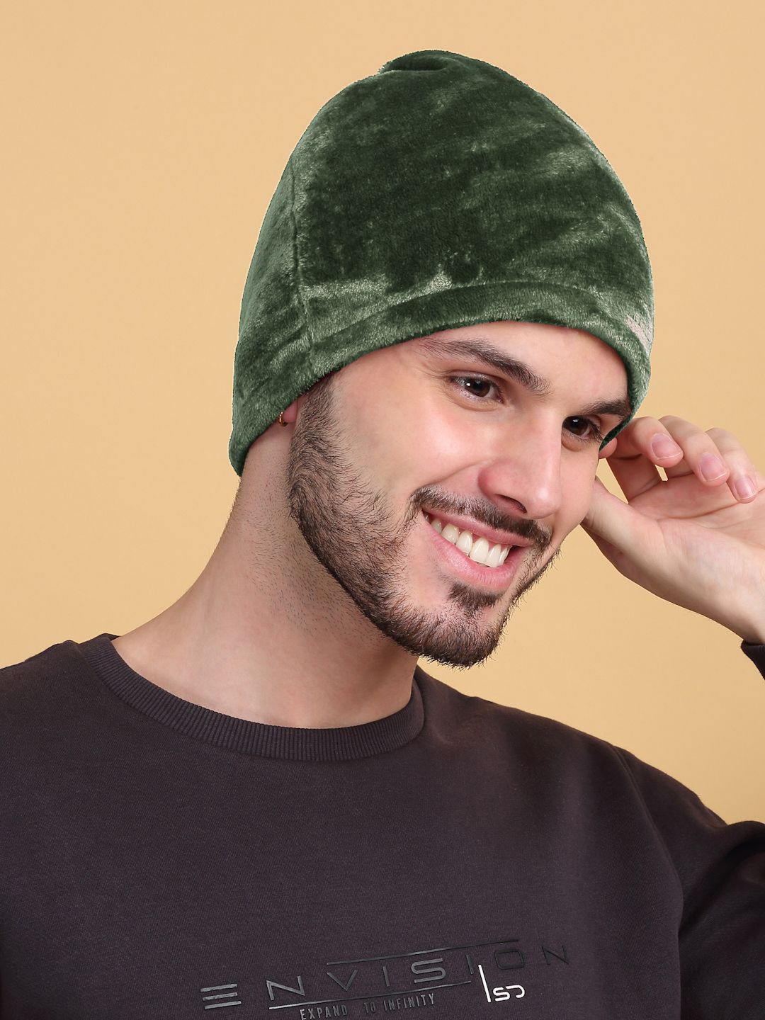 

KLOTTHE Men Woollen Beanie Caps, Green