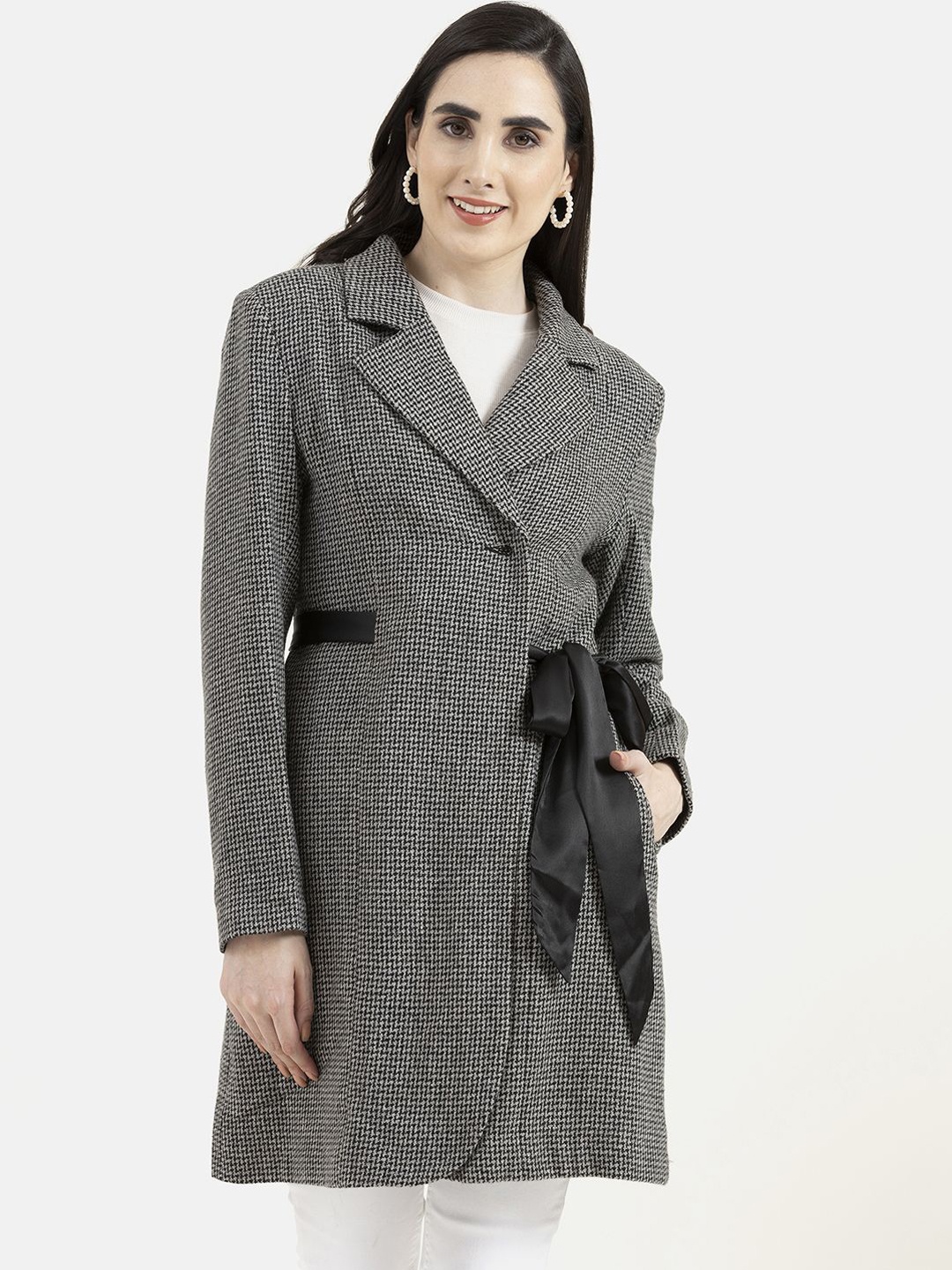 

Owncraft Women Double Breasted Wool Trench Coat, Grey
