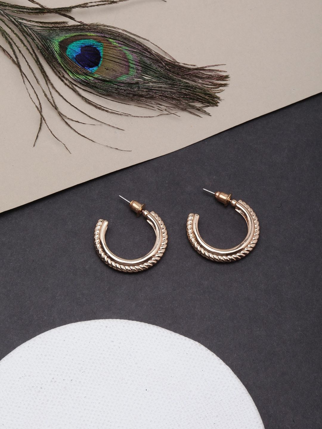 

KPOP Circular Half Hoop Earrings, Gold