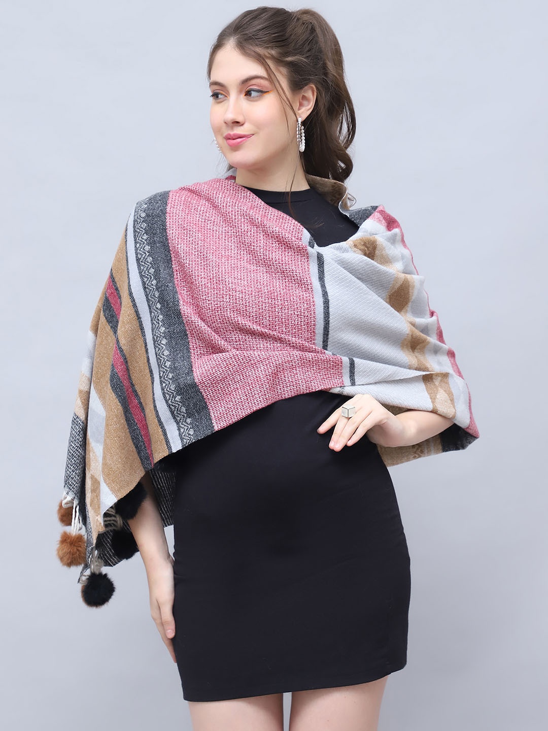 

ELLIS Women Self Design Acrylic Mufflers, Pink
