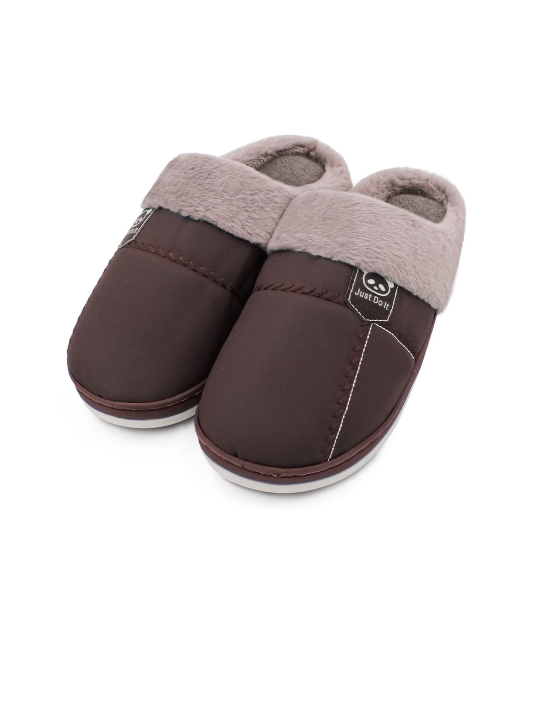 

JENNA Men Self Design Room Slippers Flip Flops, Brown