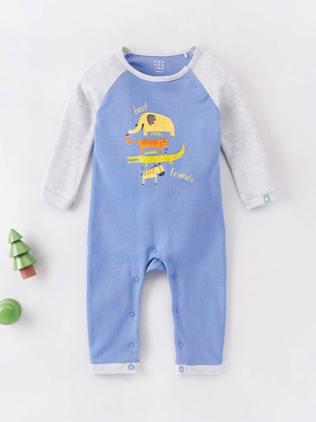 

Ed-a-Mamma Baby Infant Boys Printed Pure Cotton Rompers, Blue