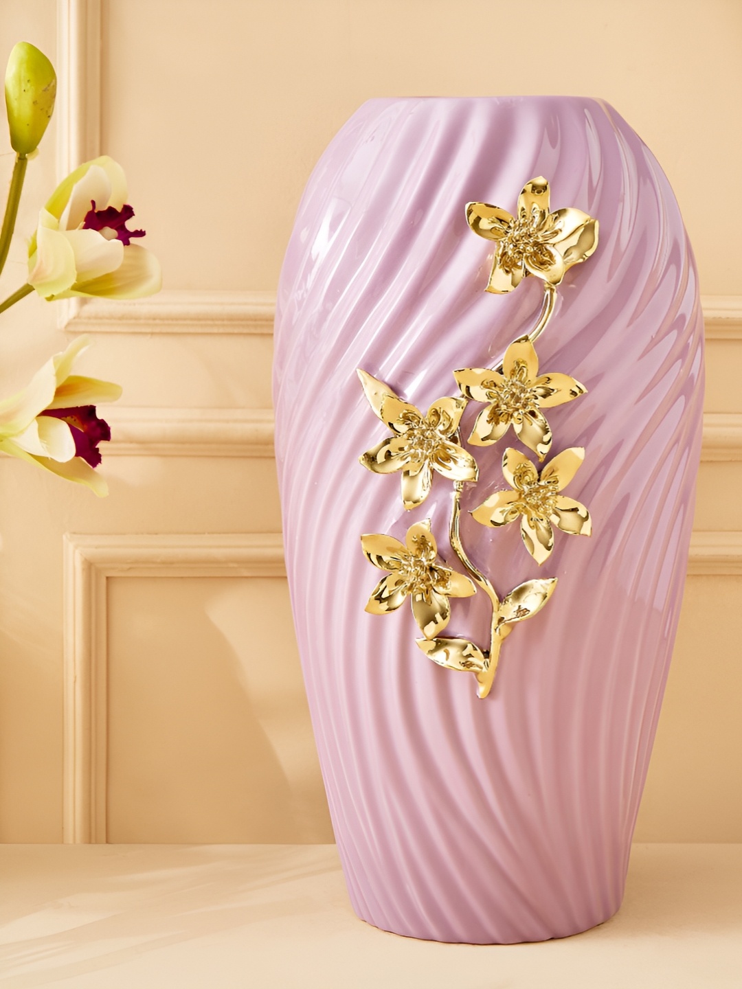 

Home Centre Purple & Yellow Ceramic Flower Vase