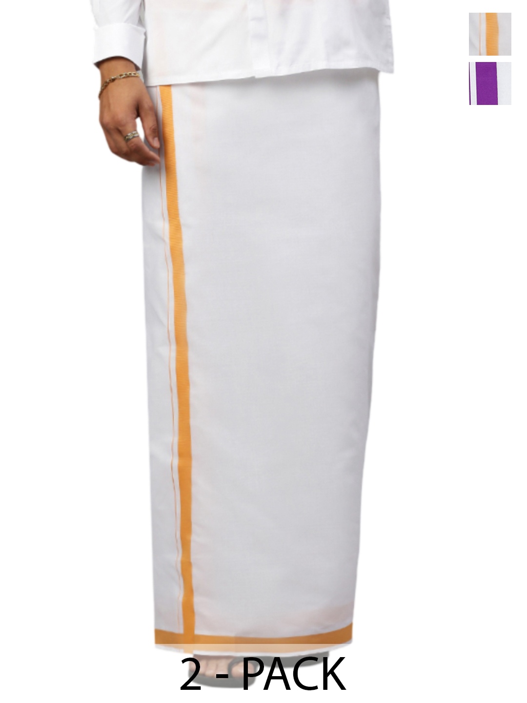 

Ramraj Men Pack Of 2 Solid Dhotis, White