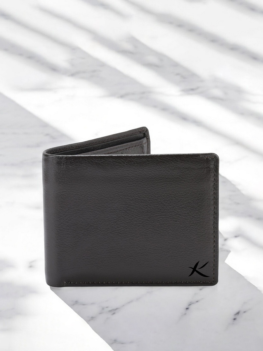 

Kastner Men Textured Cut Work Leather Two Fold Wallet, Black