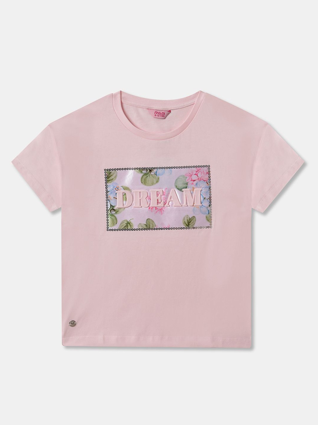 

R&B Girls Typography Printed Round Neck Pure Cotton T-shirt, Pink