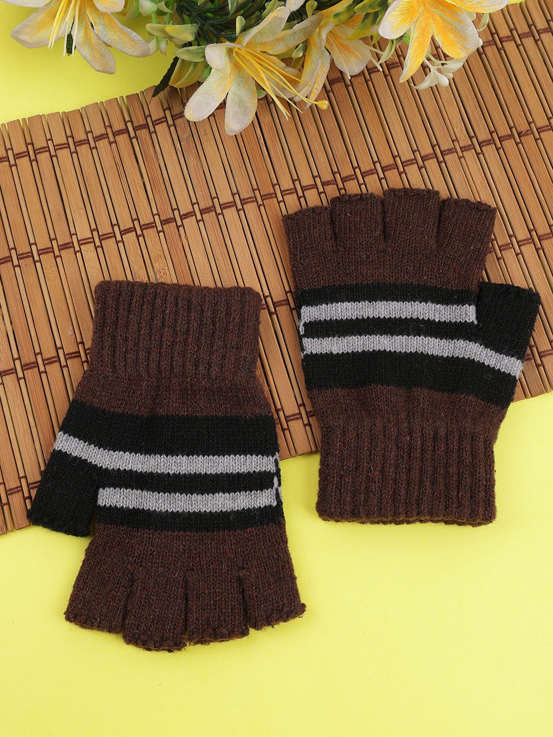 

ELLIS Unisex Patterned Winter Gloves, Brown