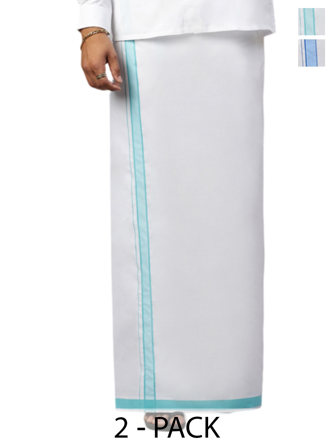 

Ramraj Pack of 2 Men Solid Dhotis With Border, White