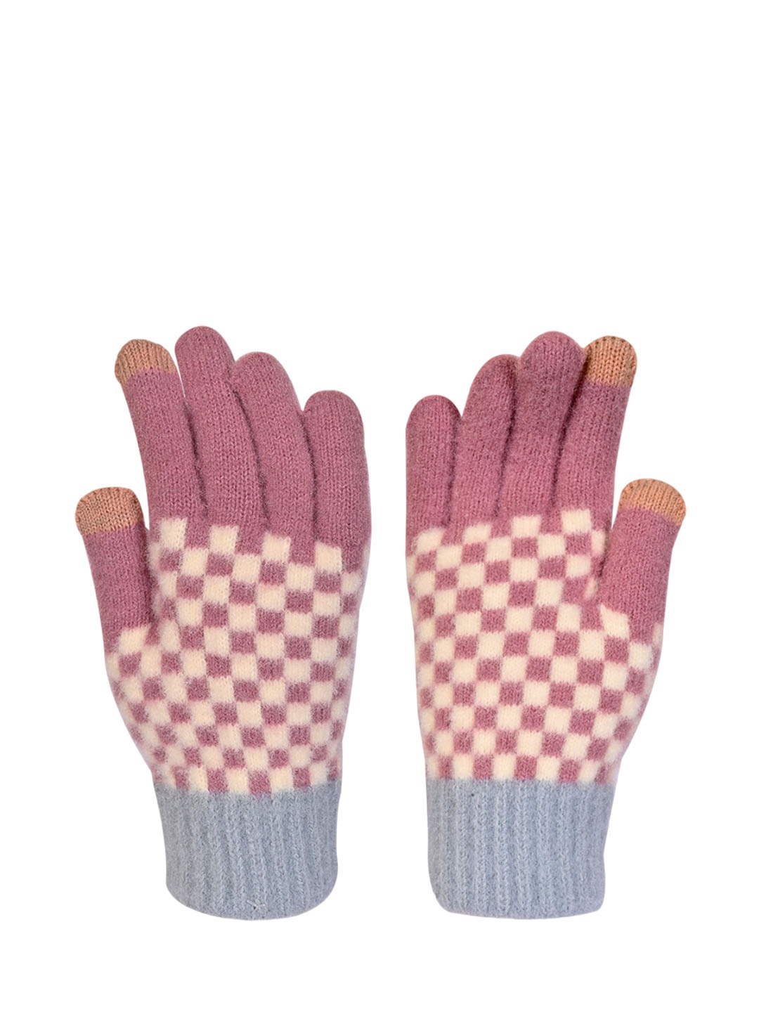 

LOOM LEGACY Women Checked Acrylic Touchscreen Gloves, Purple