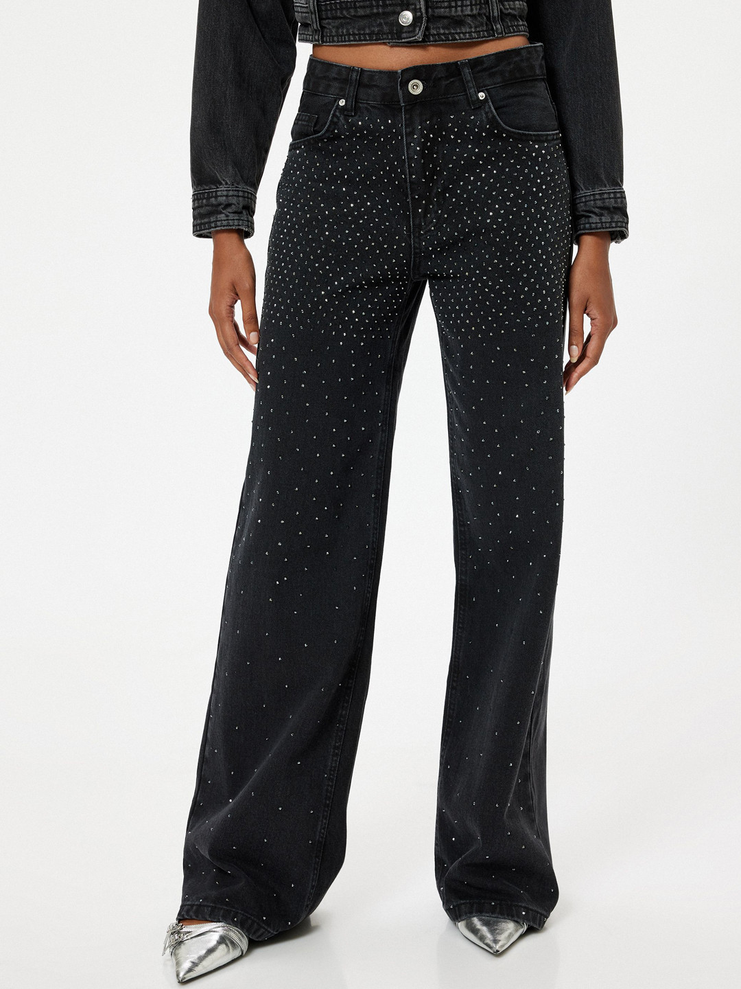 

Koton Women Printed Mid-Rise Cotton Regular Trousers, Black