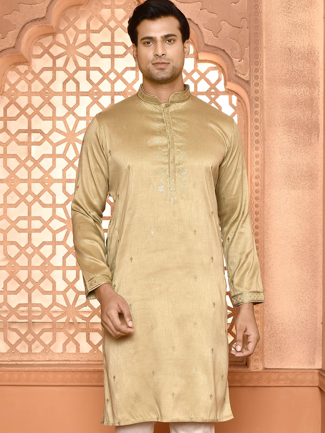 

MAAHI FABS Men Woven Design Kurta, Green